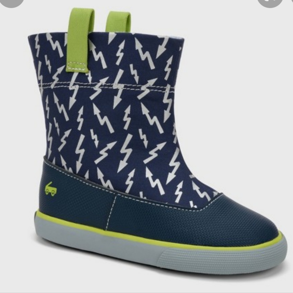 See Kai Run Navy and Lime Kids Boots